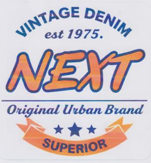VINTAGE DENIM NEXT (and logo) trademark logo