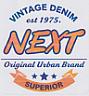 VINTAGE DENIM NEXT (and logo) trademark logo