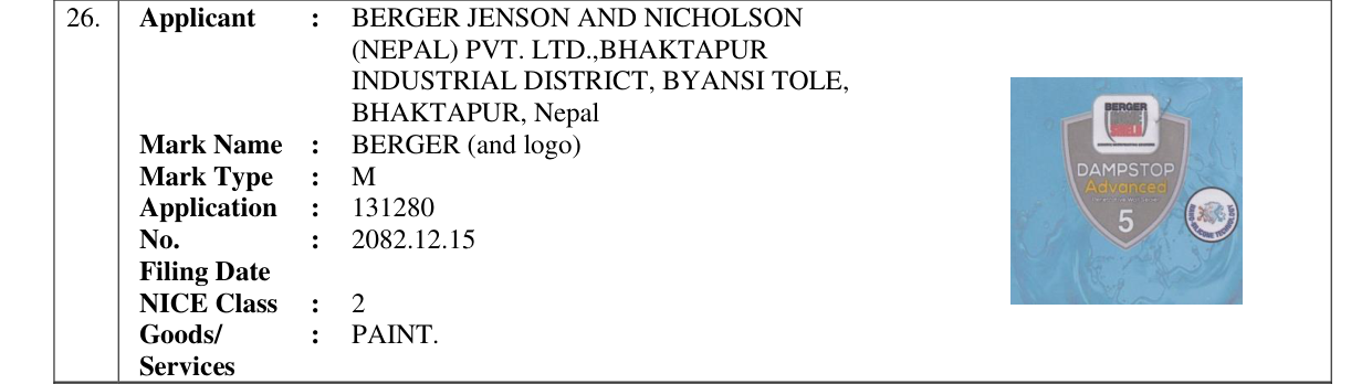 Original bulletin entry for BERGER (and logo)