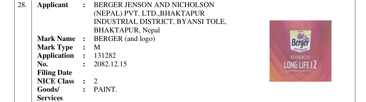 Original bulletin entry for BERGER (and logo)