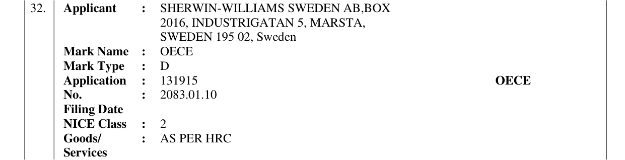 Original bulletin entry for OECE
