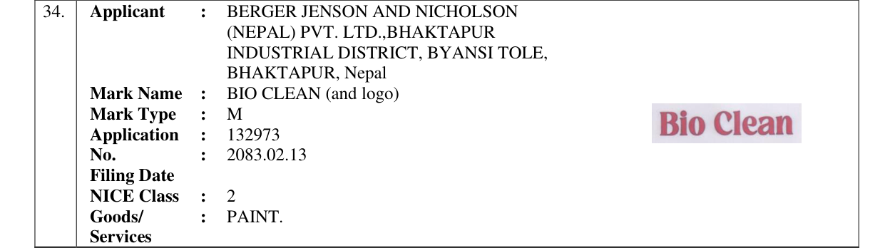 Original bulletin entry for BIO CLEAN (and logo)