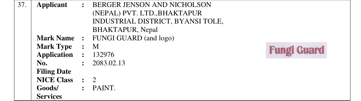Original bulletin entry for FUNGI GUARD (and logo)