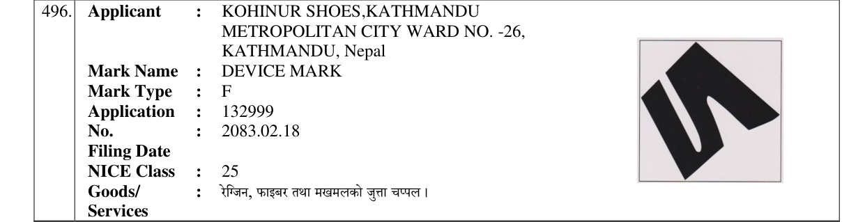 Original bulletin entry for DEVICE MARK