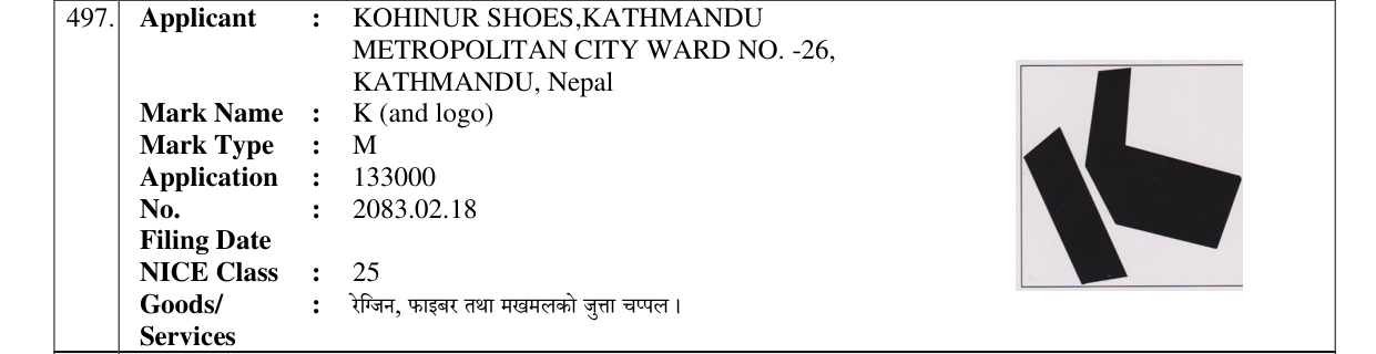 Original bulletin entry for K (and logo)