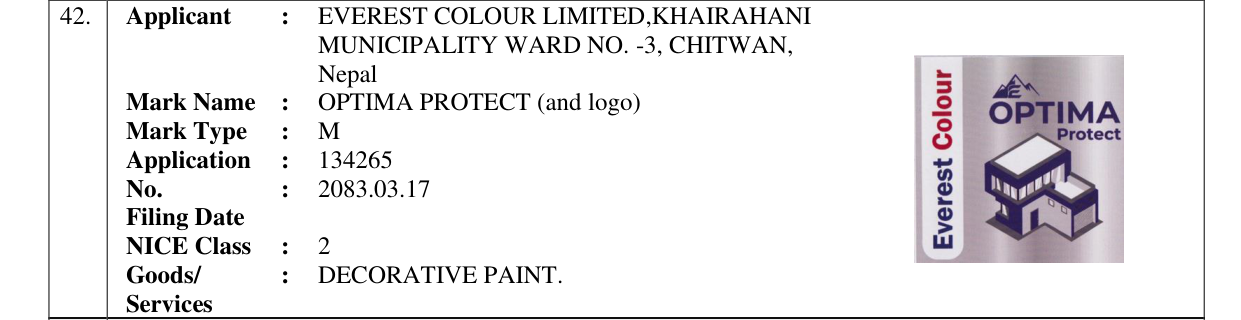 Original bulletin entry for OPTIMA PROTECT (and logo)