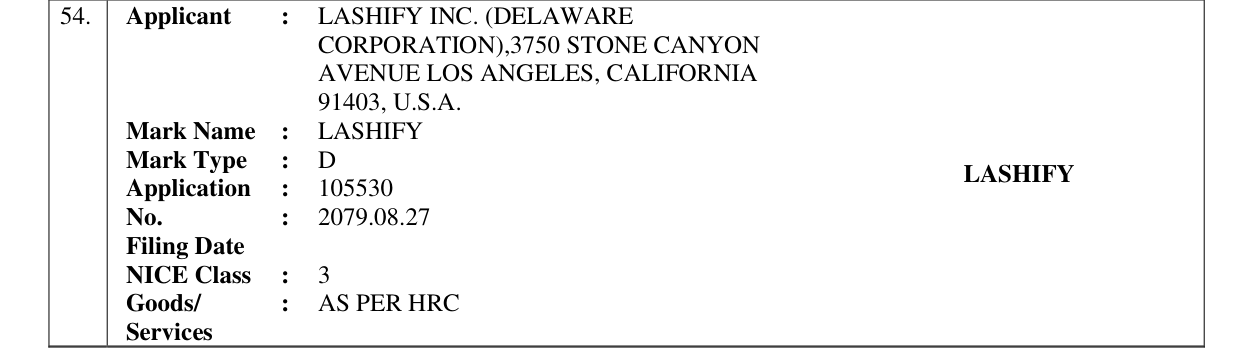 Original bulletin entry for LASHIFY