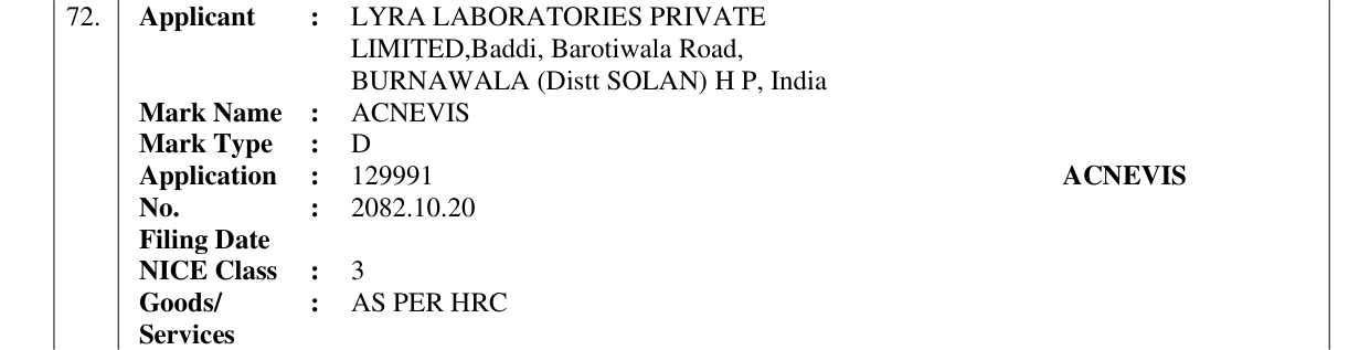 Original bulletin entry for ACNEVIS