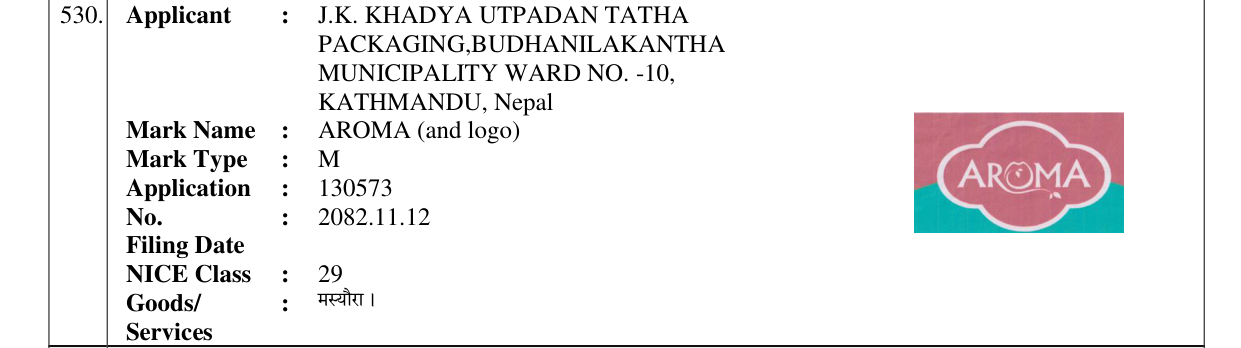Original bulletin entry for AROMA (and logo)