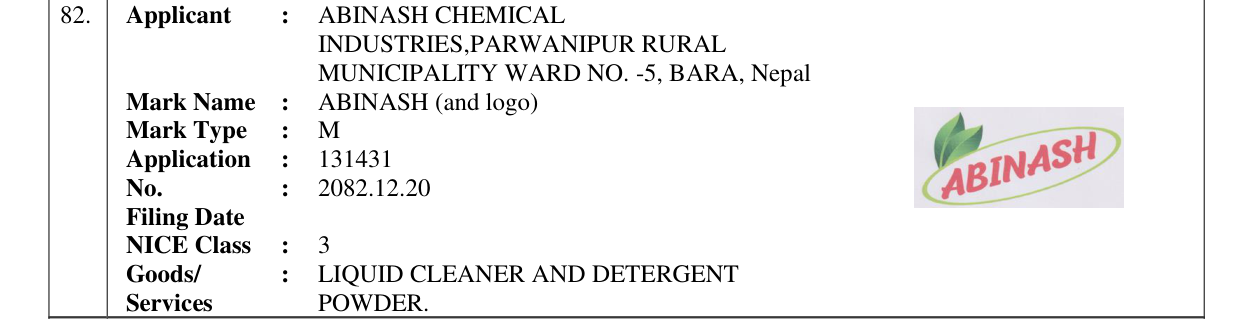 Original bulletin entry for ABINASH (and logo)
