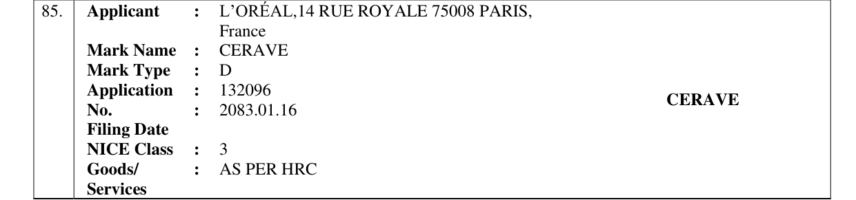 Original bulletin entry for CERAVE