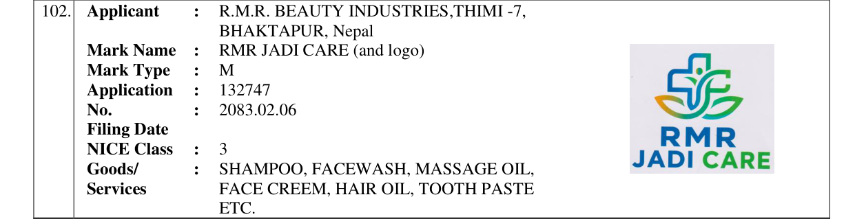 Original bulletin entry for RMR JADI CARE (and logo)