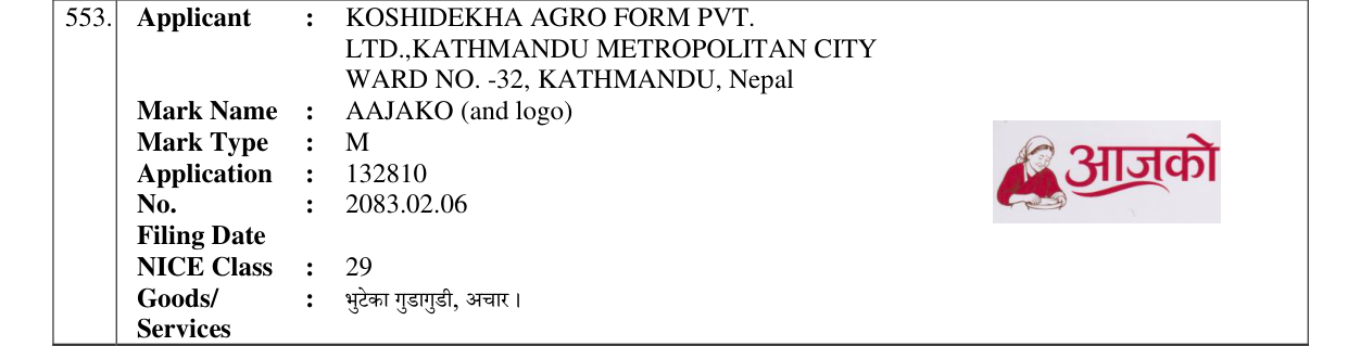 Original bulletin entry for AAJAKO (and logo)
