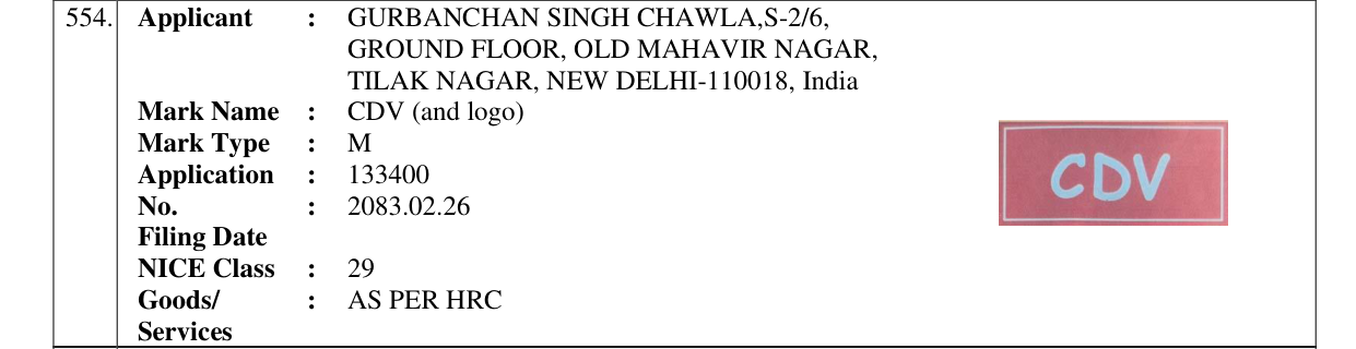 Original bulletin entry for CDV (and logo)