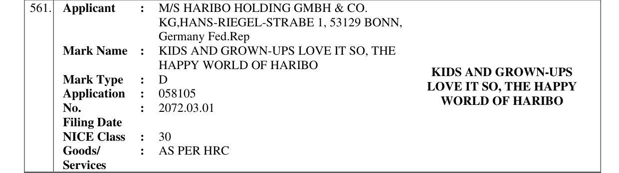 Original bulletin entry for KIDS AND GROWN-UPS LOVE IT SO, THE HAPPY WORLD OF HARIBO KIDS AND GROWN-UPS
