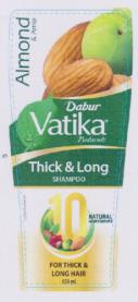 DABUR VATIKA NATURALS THICK & LONG SHAMPOO (and logo) trademark logo
