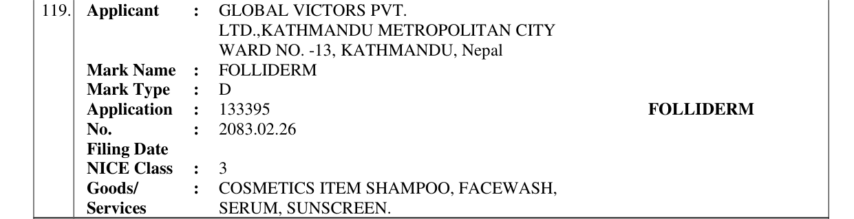 Original bulletin entry for FOLLIDERM