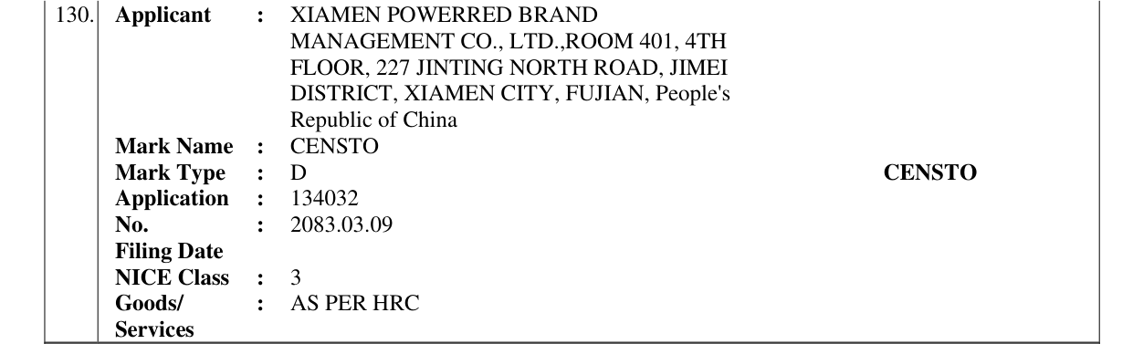 Original bulletin entry for CENSTO