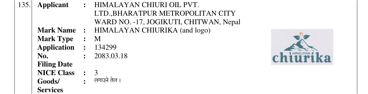 Original bulletin entry for HIMALAYAN CHIURIKA (and logo)