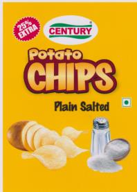CENTURY POTATO CHIPS PLAIN SALTED (and logo) trademark logo