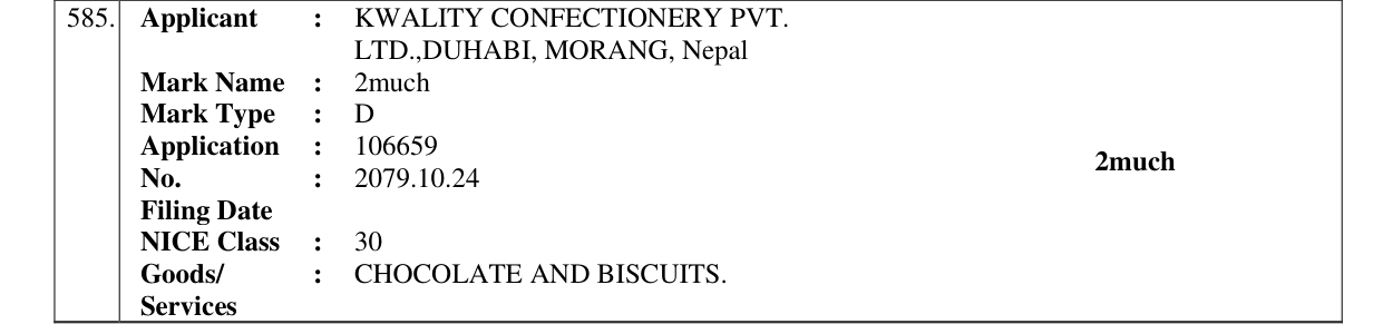 Original bulletin entry for 2much