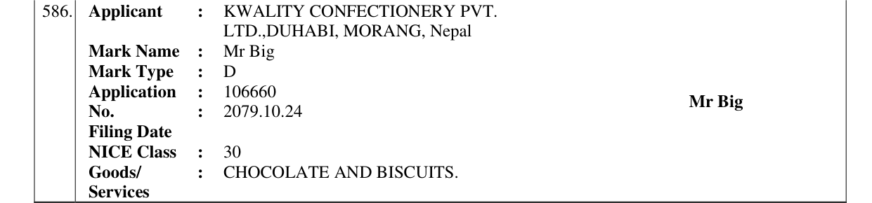 Original bulletin entry for Mr Big