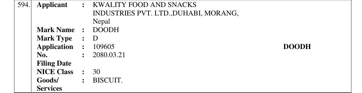 Original bulletin entry for DOODH