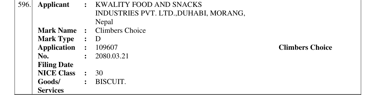 Original bulletin entry for Climbers Choice