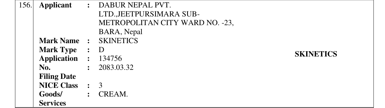 Original bulletin entry for SKINETICS