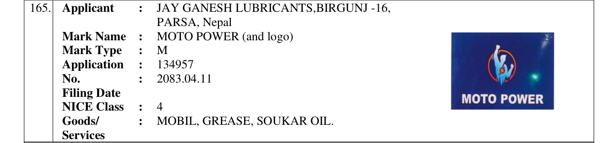 Original bulletin entry for MOTO POWER (and logo)