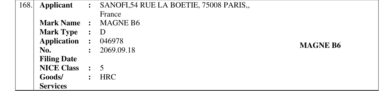 Original bulletin entry for MAGNE B6