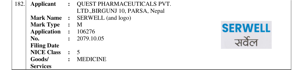 Original bulletin entry for SERWELL (and logo)