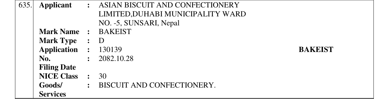 Original bulletin entry for BAKEIST