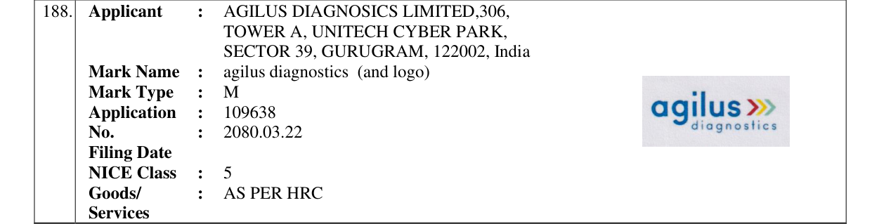 Original bulletin entry for agilus diagnostics (and logo)