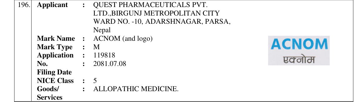 Original bulletin entry for ACNOM (and logo)