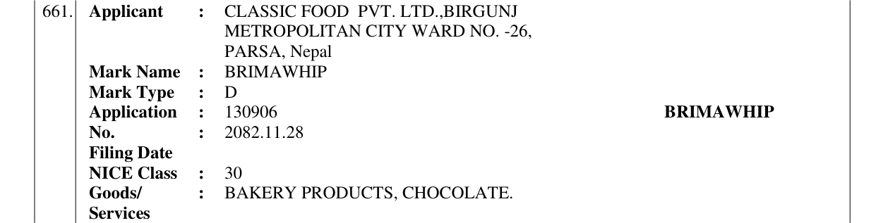 Original bulletin entry for BRIMAWHIP