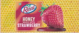 REAL HONEY MIXED WITH STRAWBERRY (and logo) trademark logo