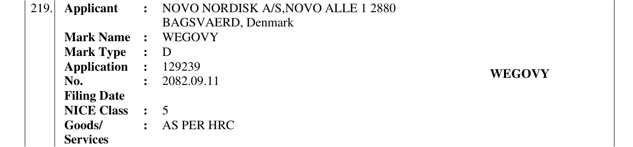 Original bulletin entry for WEGOVY
