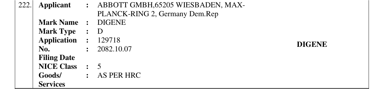 Original bulletin entry for DIGENE
