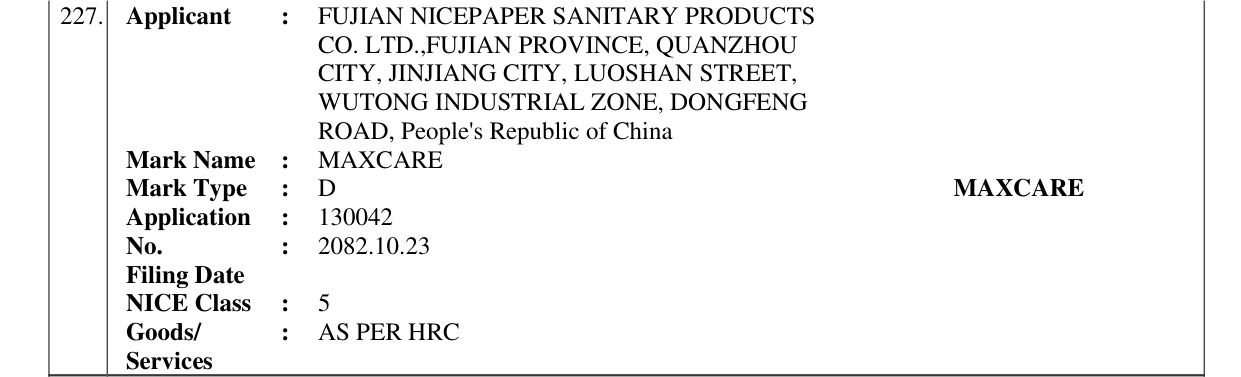 Original bulletin entry for MAXCARE