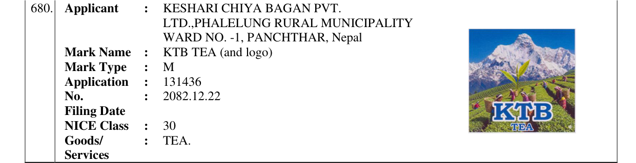 Original bulletin entry for KTB TEA (and logo)