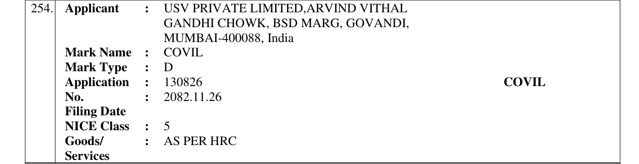 Original bulletin entry for COVIL