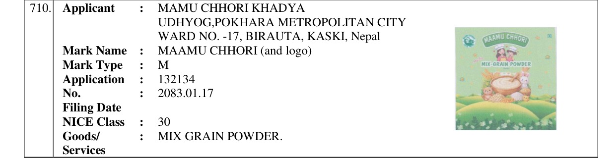 Original bulletin entry for MAAMU CHHORI (and logo)