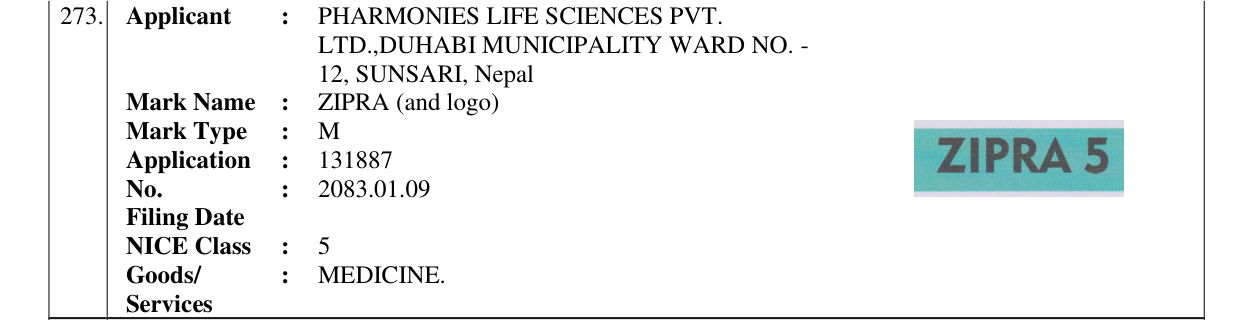 Original bulletin entry for ZIPRA (and logo)