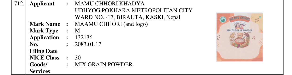 Original bulletin entry for MAAMU CHHORI (and logo)
