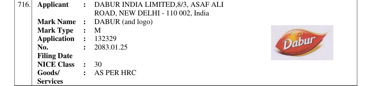 Original bulletin entry for DABUR (and logo)
