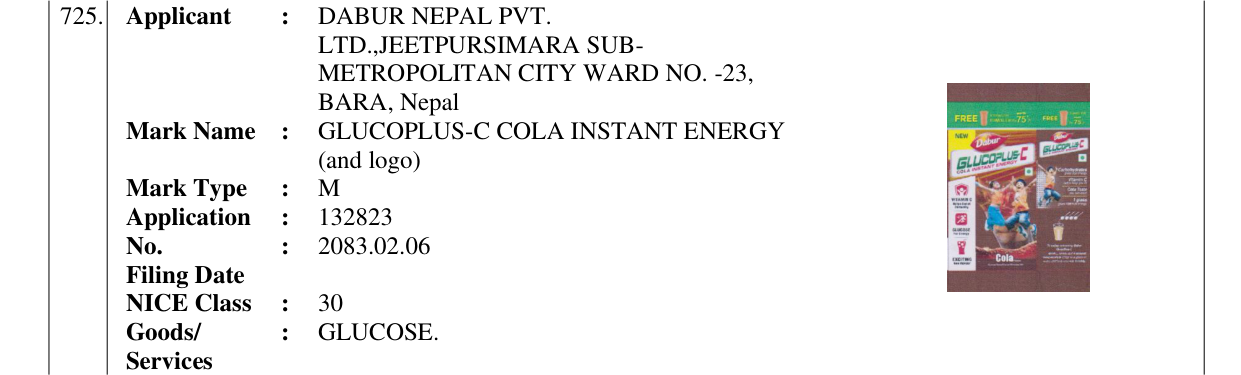 Original bulletin entry for GLUCOPLUS-C COLA INSTANT ENERGY (and logo)