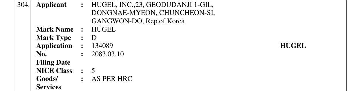 Original bulletin entry for HUGEL