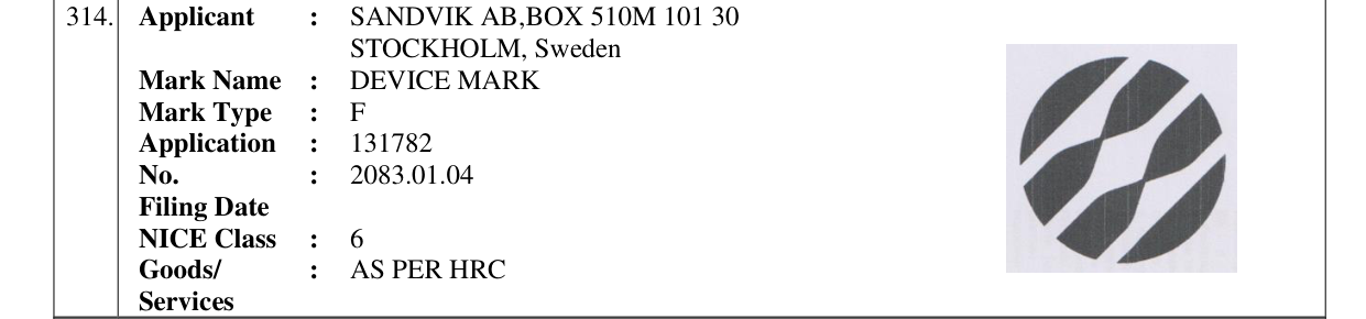 Original bulletin entry for DEVICE MARK