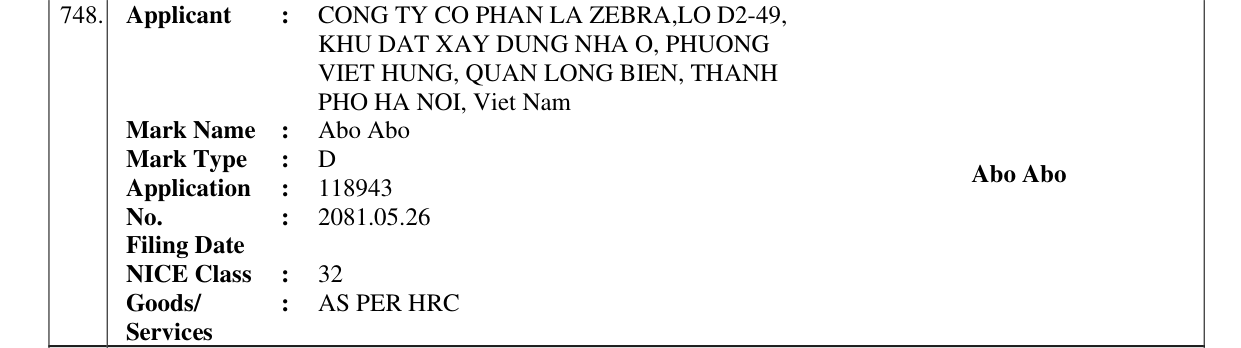 Original bulletin entry for Abo Abo